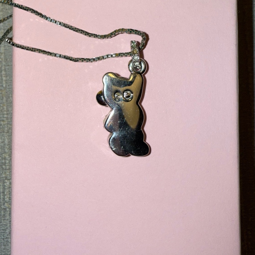 Vintage Swarovski Crystal Silver Bear Pendant Necklace - Picture 6 of 9